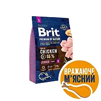 Сухой корм для щенков и молодых собак мелких пород (весом до 10 кг) Brit Premium Junior S 8 кг (курица)