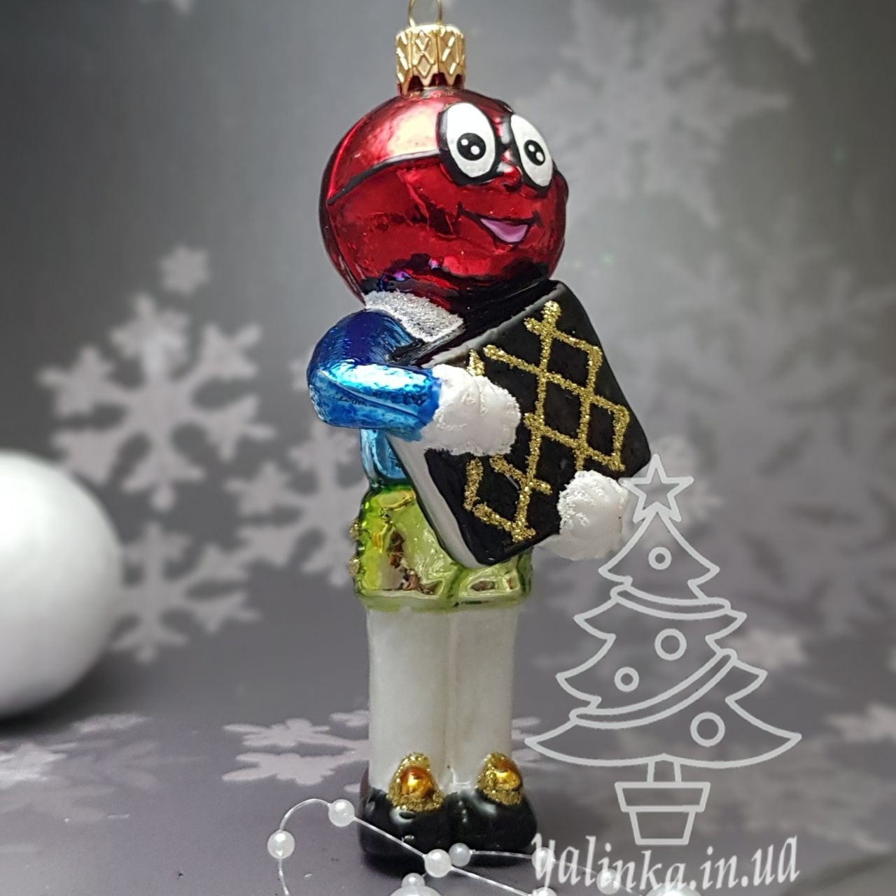 Скляна ялинкова іграшка Граф вишенька з набору Чиполліно Snegka Poland 11 см підходить до колекції Irena.