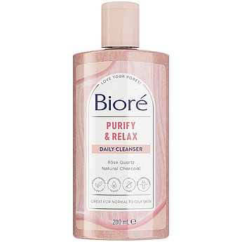 Гель для вмивання з вугіллям і рожевим кварцом Biore Rose Quartz Charcoal Purify and Relax Daily Cleanser 200 мл