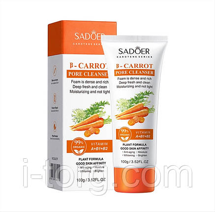 Очищувальний засіб для вмивання з екстрактом моркви Sadoer, 100г, фото 1
