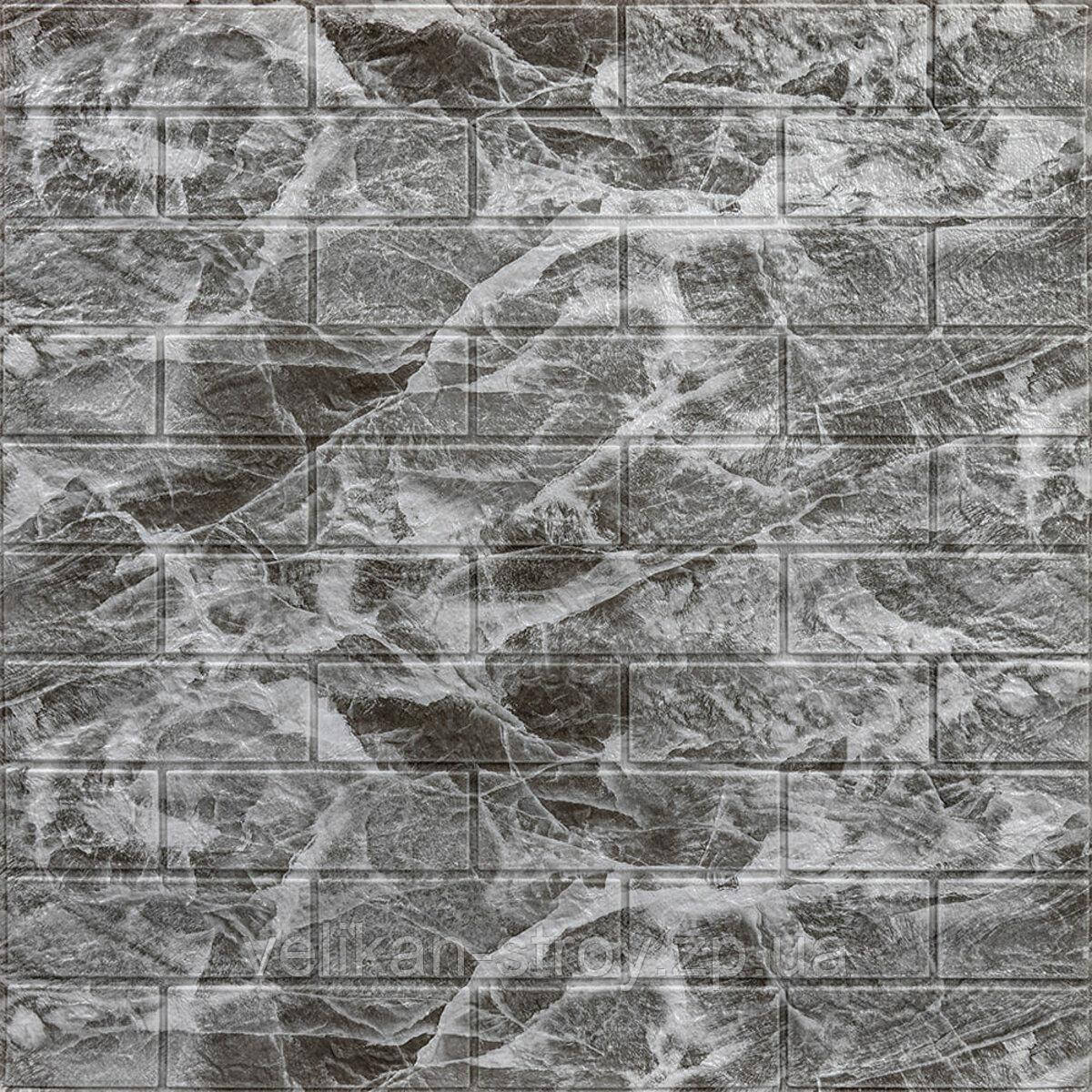 Декоративна 3D панель самоклейка під цеглу Чорний мармур 700х770х5мм (061-5) SW-00000036, фото 1