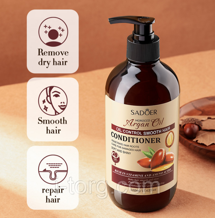 Кондиціонер для волосся Sadoer з аргановим маслом, 500 мл.