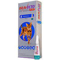 Bravecto Plus (Бравекто Плюс) Противопаразитарные капли на холку от блох, клещей и глистов для котов весом 2,8