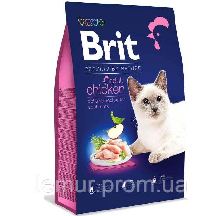 Сухой корм Brit Premium by Nature Cat Adult Chicken для взрослых котов с курицей 8КГ - фото 1 - id-p2154066030