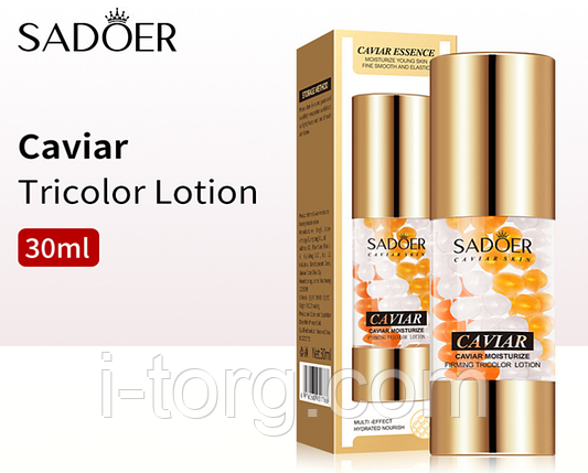 Зволожуюча та зміцнювальна сироватка для обличчя з екстрактом ікри Sadoer,30 мл., фото 1