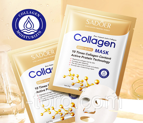 Тканинна маска для обличчя з колагеном Sadoer, 25г., фото 1