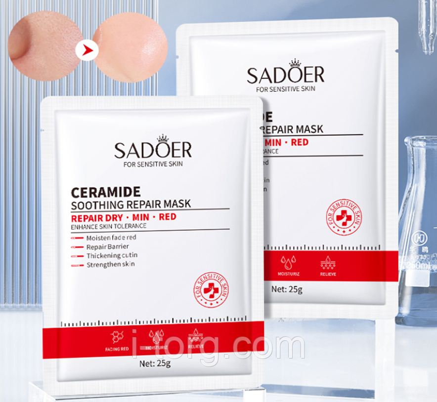 Тканинна маска для обличчя з керамідами Sadoer, 25г.