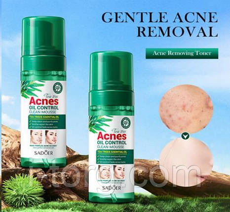Пінка-мус, що очищає, для вмивання проти акне з маслом чайного дерева Sadoer, 150г, фото 1