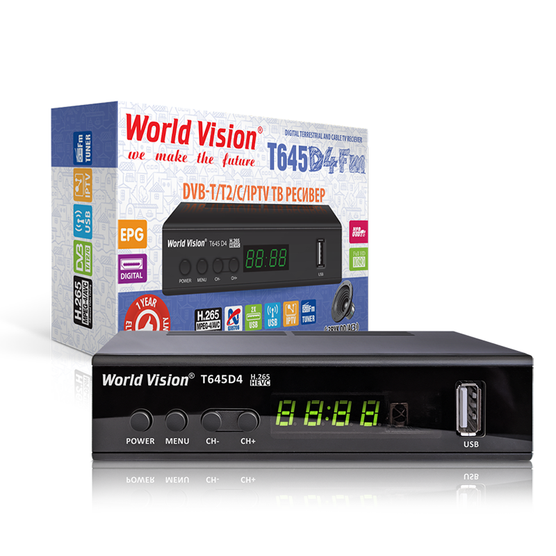 World Vision T645D4 FM H.265 HEVC - Т2 Тюнер DVB-T2/C + FM радіо