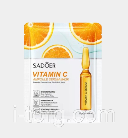 Тканина маска для обличчя з витамином С Sadoer, 25г.