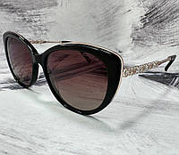 Солнцезащитные очки женские классические с линзами градиент оправа ацетат тонкие дужки с камешками