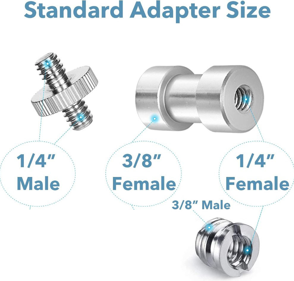 Набор адаптеров и переходников 1/4 дюйма та 3/8 дюйма для DSLR-камеры/штатива/монопода/шаровой головки/вспышки - фото 2 - id-p2154243377