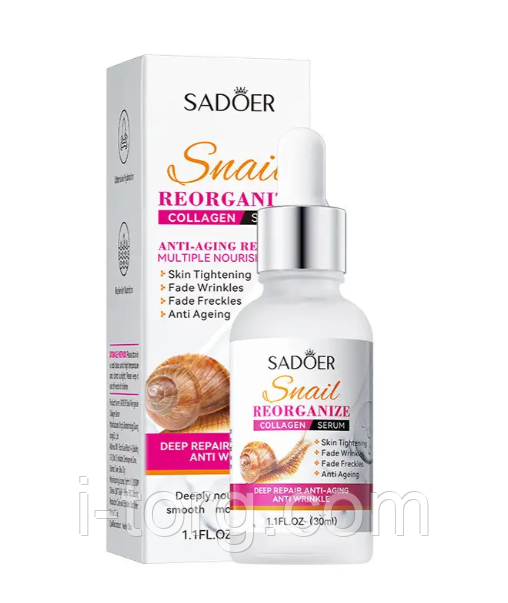 Сироватка, що відновлює, для обличчя з муцином равлики Sadoer, 30 мл.