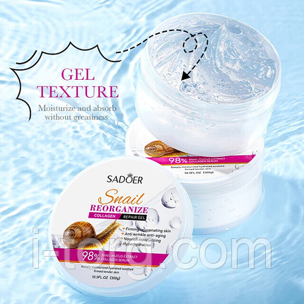 Відновлюючий гель для тіла з муцином равлики Sadoer, 300г., фото 1