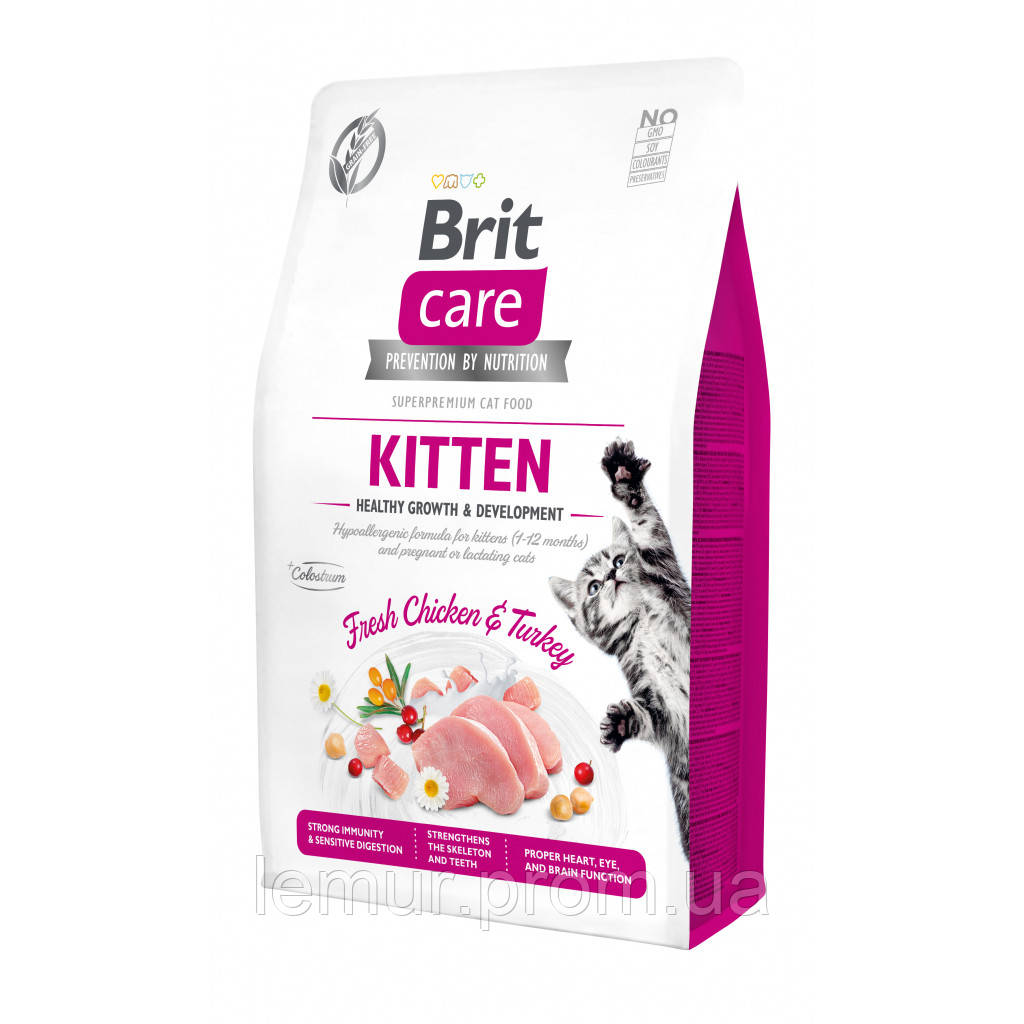 Сухой корм для кормящих кошек и котят Brit Care Grain-Free Kitten 2 кг - фото 1 - id-p2154066098