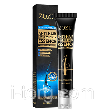 Есенція проти випадання та росту волосся з масажним роликом Zozu Anti Hair Loss Essence, 20 мл, фото 1