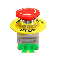 Кнопка аварийного отключения 40мм 660В 10А 1NO+1NC с фиксацией грибок (h2005-05381)