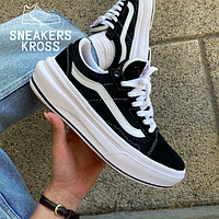 Женские кеды Vans Old Skool Overt Black White Platform, Стильные кеды Ванс Олд Скул черного цвета 36