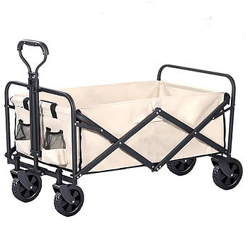 Великий складаний візок 4 колеса з гальмом і ручкою DC-7802 Бежевий Складний ручний візок