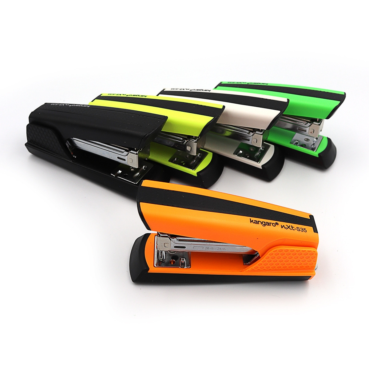 Степлер "TM" Kangaro "№24/6 30ліст глибина 42мм (антістпл) пласт. Mix5 Корп.