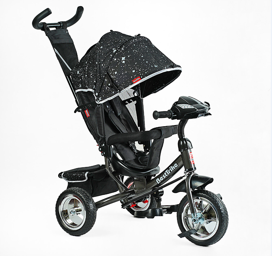 Велосипед триколісний Best Trike 6588/65-203 Чорний фара USB Bluetooth колеса піна