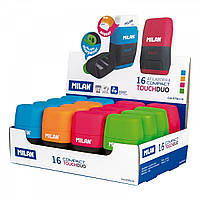 Ластик + подвійна точилка "Compact Touch Duo" ТМ "MILAN" 6,7*4*2,5 см, mix 16шт/етик
