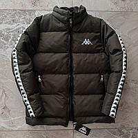 Куртка мужская брендовая Kappa хаки | Зимняя куртка Каппа молодежная на подростка S