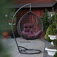 Кресло-кокон подвесное со стойкой и подушкой MODERN антрацит