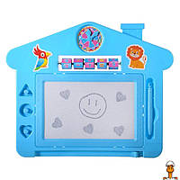 Игрушка доска для рисования"дом", со штампом, ручкой-стикером, счетами, детская, синий, от 3 лет