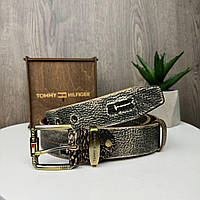 Мужской кожаный ремень стиль Tommy Hilfiger, пояс из натуральной кожи Томми Хилфигер люкс Бежевый
