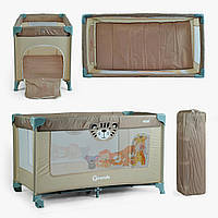 Манеж кровать детский Toti T-07710 цвет коричневый матрас размер 126x65x75см