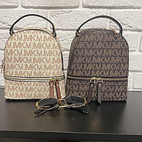 Женский маленький рюкзак MK Коричневый стильный бежевый трендовый рюкзак для девушки.