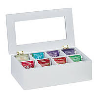 Белая коробка для чая с 8 отделениями