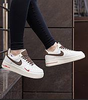 Женские кроссовки Nike Air Force 1 low One 07 Essential Mocco beige бежевые Найк Форс кожаные низкие