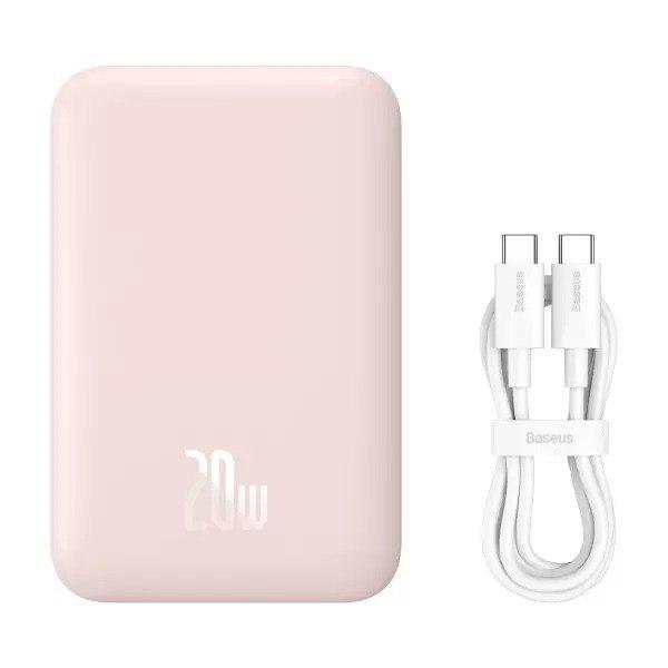УМБ Павербанк з MagSafe 10000mAh 20W Baseus Magnetic Mini з бездротовою зарядкою Рожевий