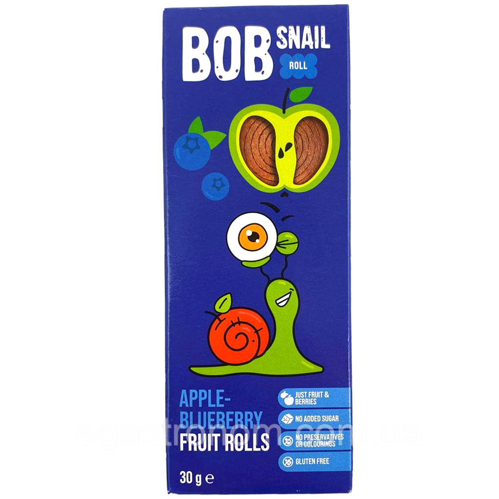 Цукерки натуральні яблуко-чорниця Равлик Боб Bob snail 30g 24шт/ящ (Код: 00-00016198)