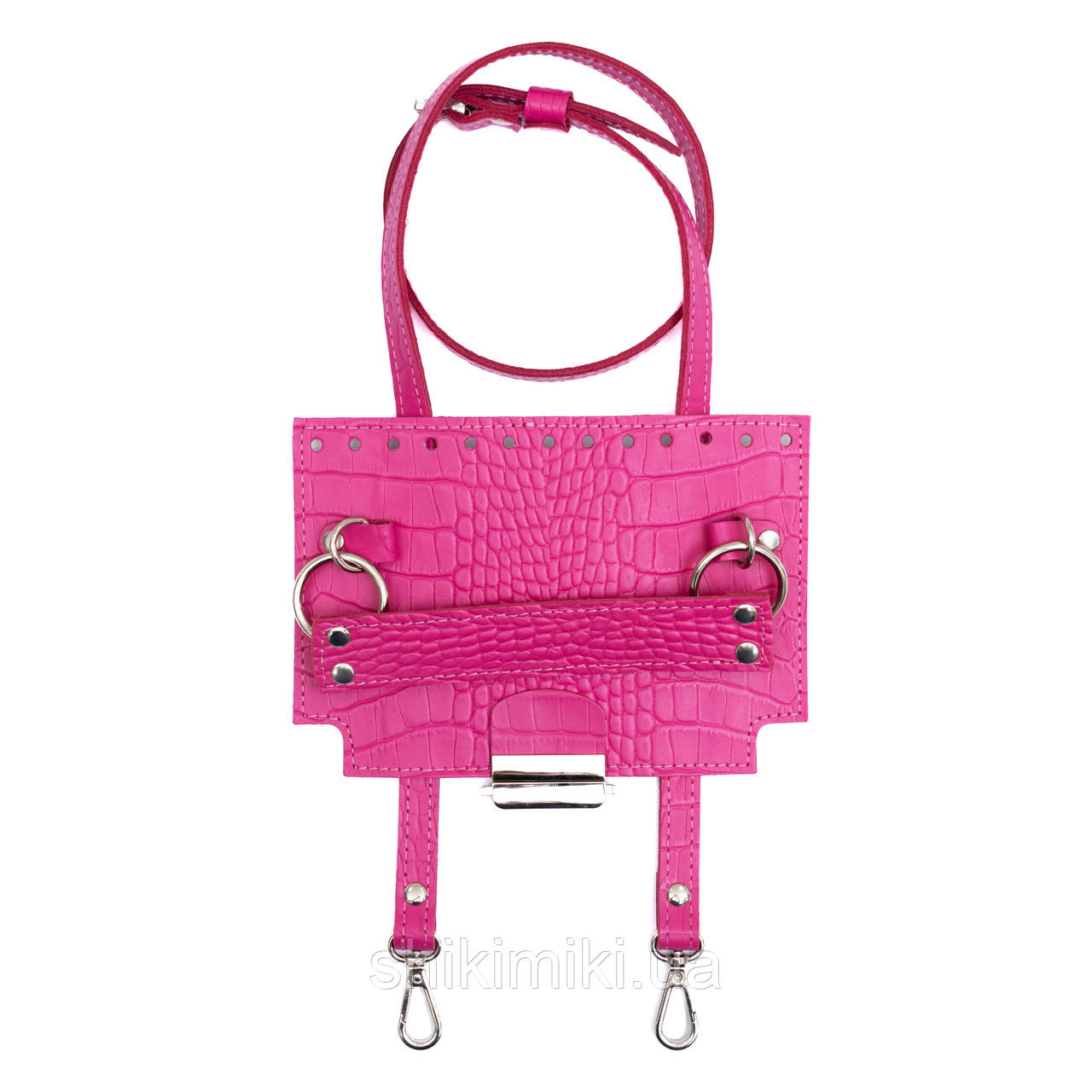 Комплект із натуральної шкіри для сумки Лілі, колір Барбі рептилія LUX, фото 1