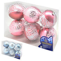 Елочные шарики 8 см 6шт/наб Магічна-новорічна Розовый