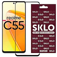 Захисне 3D скло SKLO на Realme C55 (Чорний)