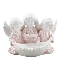 Статуэтка Три ангелочки с чашей с жемчужинами (гипс) AN0712-2(G)