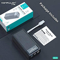 Зовнішній портативний акумулятор Konfulon A21S 40000mAh 3A 15W PD 3xUSB/Type-C/MicroUSB Black