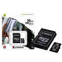 Карта памяти универсальная для смартфона Kingston microSDXC 16GB Canvas Select UHS-I U1 V10 A1 + SD-ад AOD_234