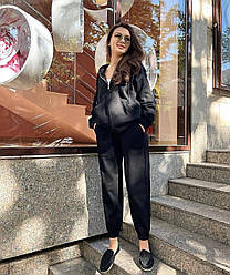 Стильний жіночий весняний прогулянковий спортивний костюм кофта худи на блискавці штани джоггери двонитка люкс OS