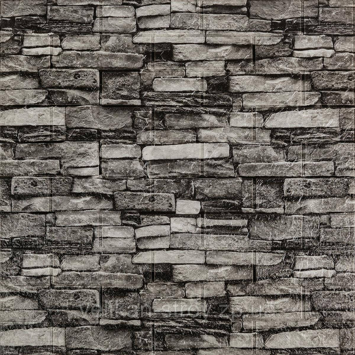 Самоклеюча 3D панель під камінь сірий піщаник 700x770x3мм (59-3) SW-00001481, фото 1