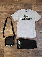 Набор тройка шорты футболка и сумка мужской (Лакост) Lacoste, материал хлопок S