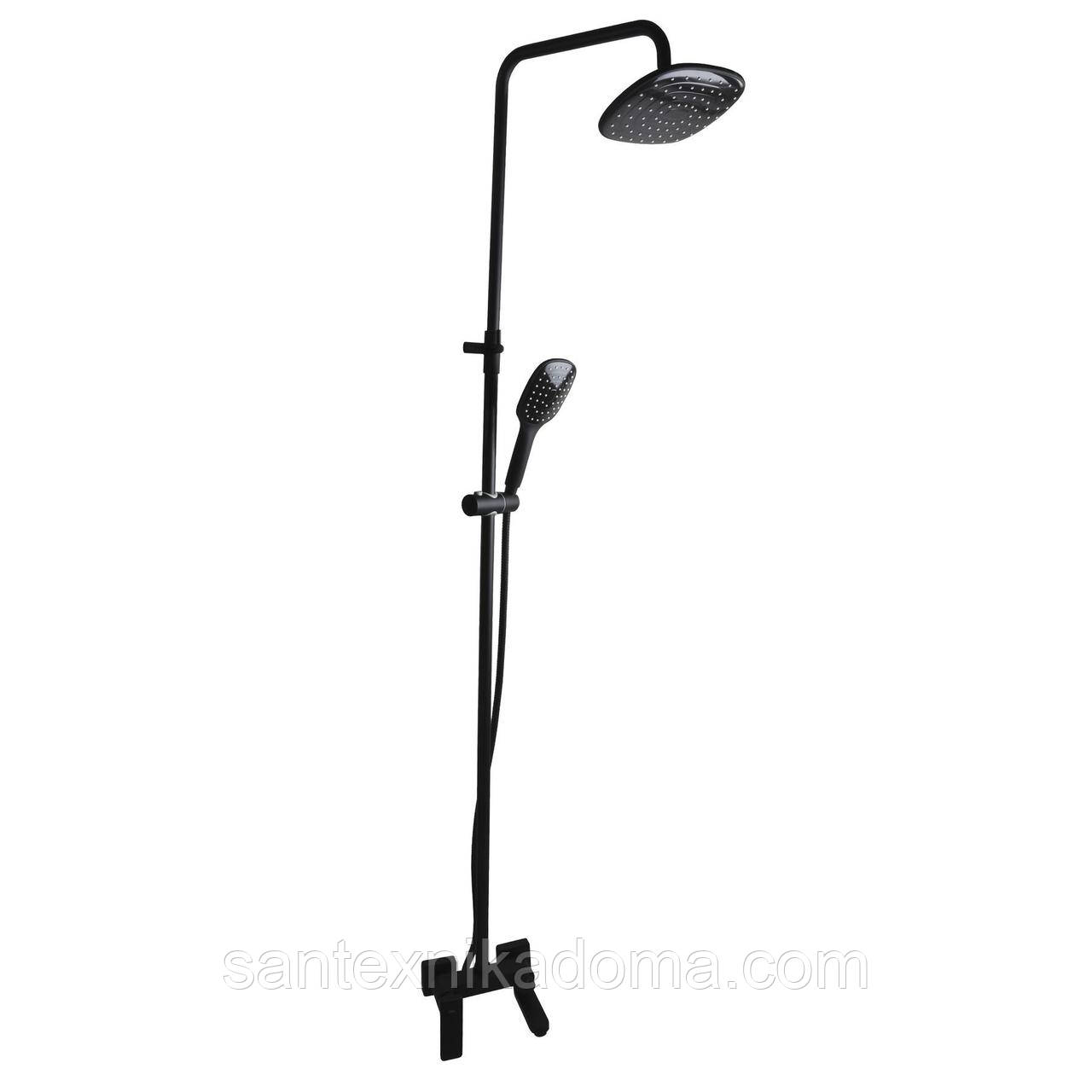 Душова система TOPAZ ODISS TO 18102-H52-BL лійка тропік 24х19 см змішувач з виливом латунь у чорному кольорі