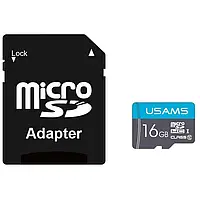 Карта пам'яті USAMS US-ZB117 TF High Speed Card 16 Gb + adapter (Blue)