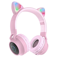 Беспроводные Bluetooth наушники c LED подсветкой HOCO W27 Cat Ear Wireless Headphones Pink