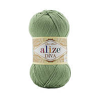 Пряжа акриловая Alize Diva, Зелёный чай № 852, 100 г, 350 м, Ализе Дева, нити для вязания