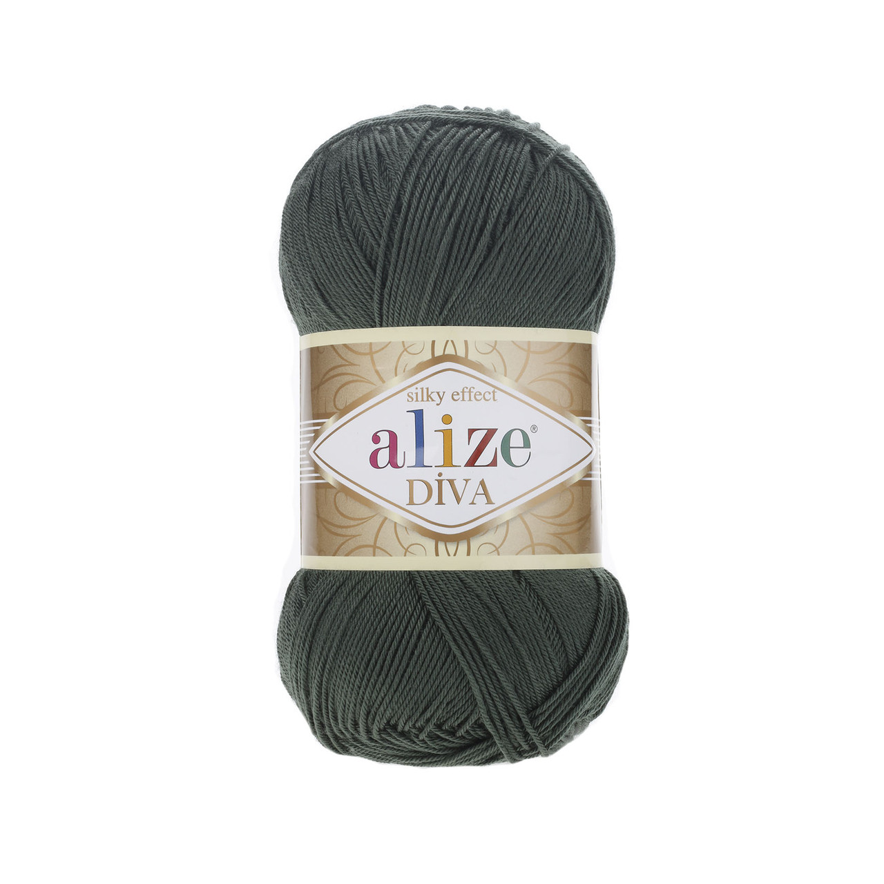 Пряжа акрилова Alize Diva, Темно-зелений No 131, 100 г, 350 м, Алізе Дева, нитки для в'язання